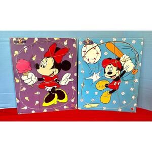 Disney Mickey’s Stuff for Kids wooden puzzles Mattel #41295 #41294 Minnie Mouse